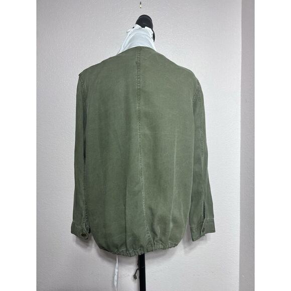 Market & Spruce Size M Woman Gold button Army green Military style jacket Bomber - Picture 3 of 8